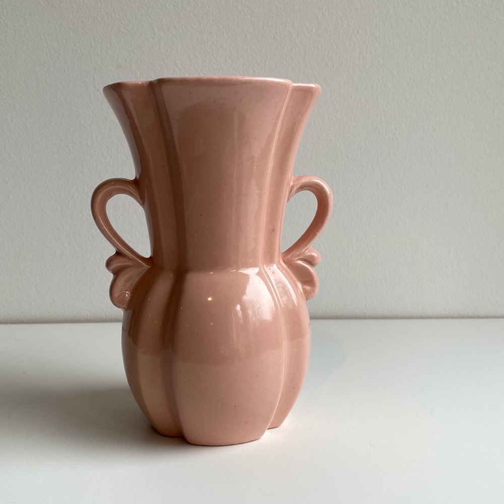 Vintage, pink, art, deco, ceramic vase